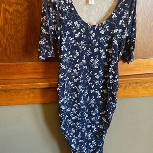 Navy Floral Maternity Dress